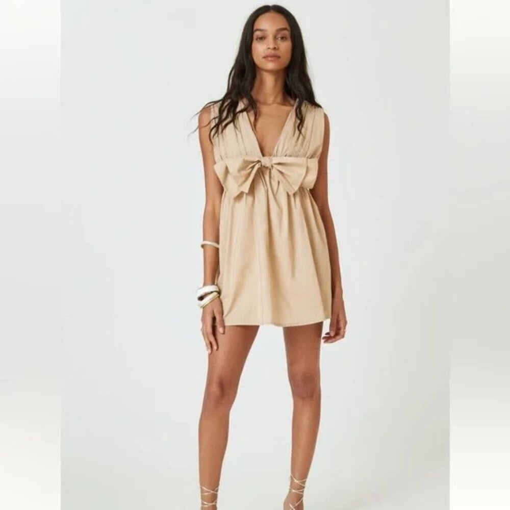 Anthropologie Blue Tassel Sleeveless Poplin Mini Dress Size Small NWT